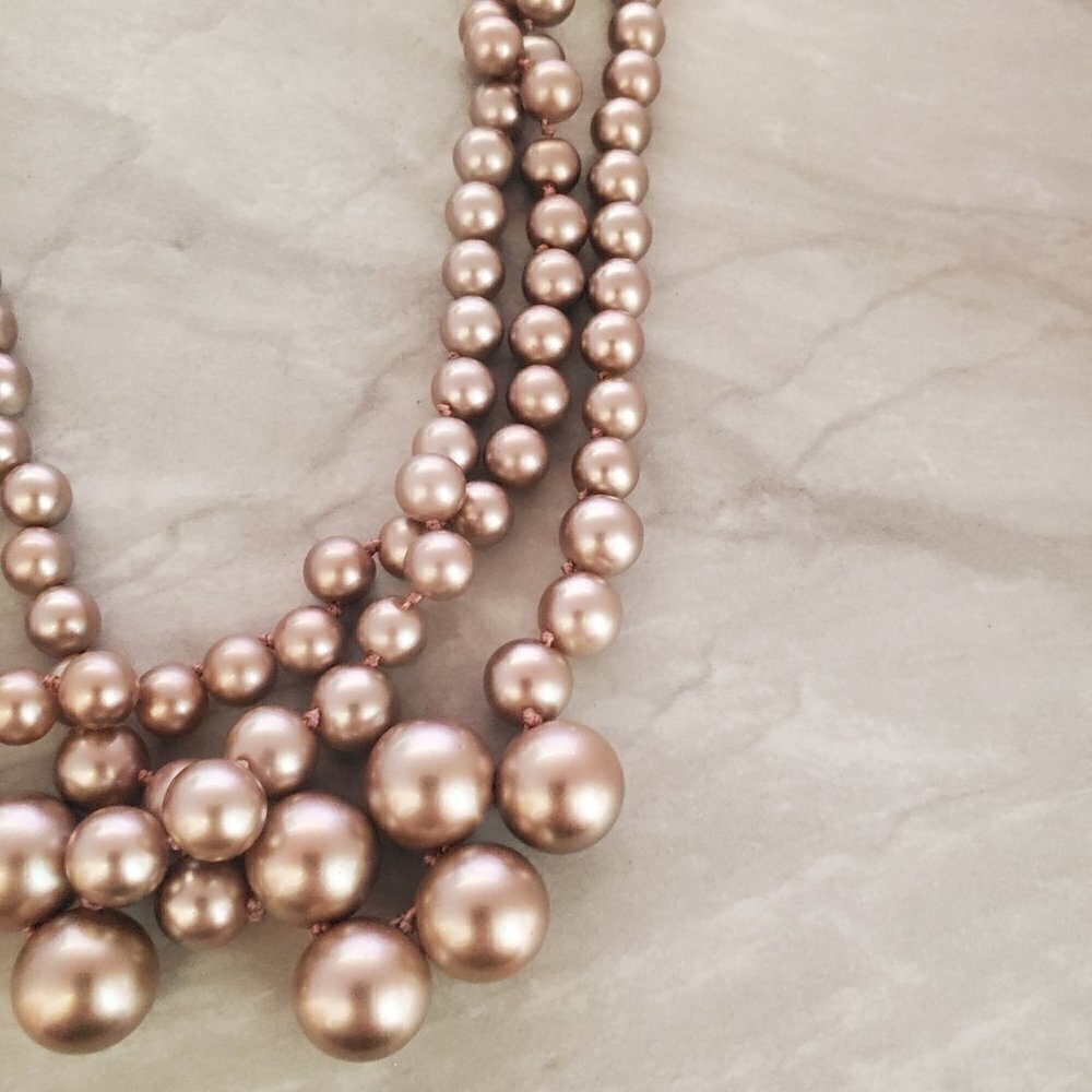 🍾 Rare HTF Vintage J.Crew Gold Pearl Twisted Statement Wedding Twisted Hammock - Picture 5 of 12